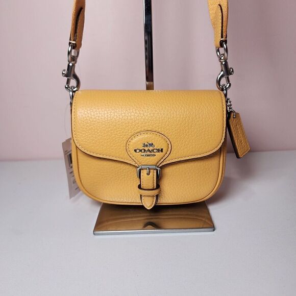 NWT Coach CP001 Amelia Small Saddle Bag Corn Flower HONEYCOMB Yellow - Picture 3 of 10